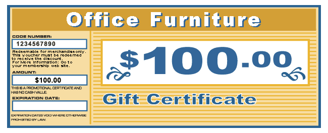 $100 Office Furniture Gift Certificate