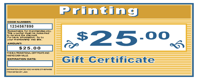 $50 Primium Incentives Certificate